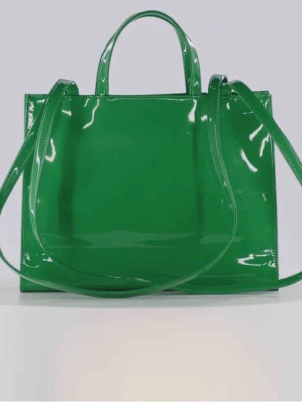 Telfar Green Medium Patent Tote Bag with Embossed Logo w/dust bag - Picture 3 of 10